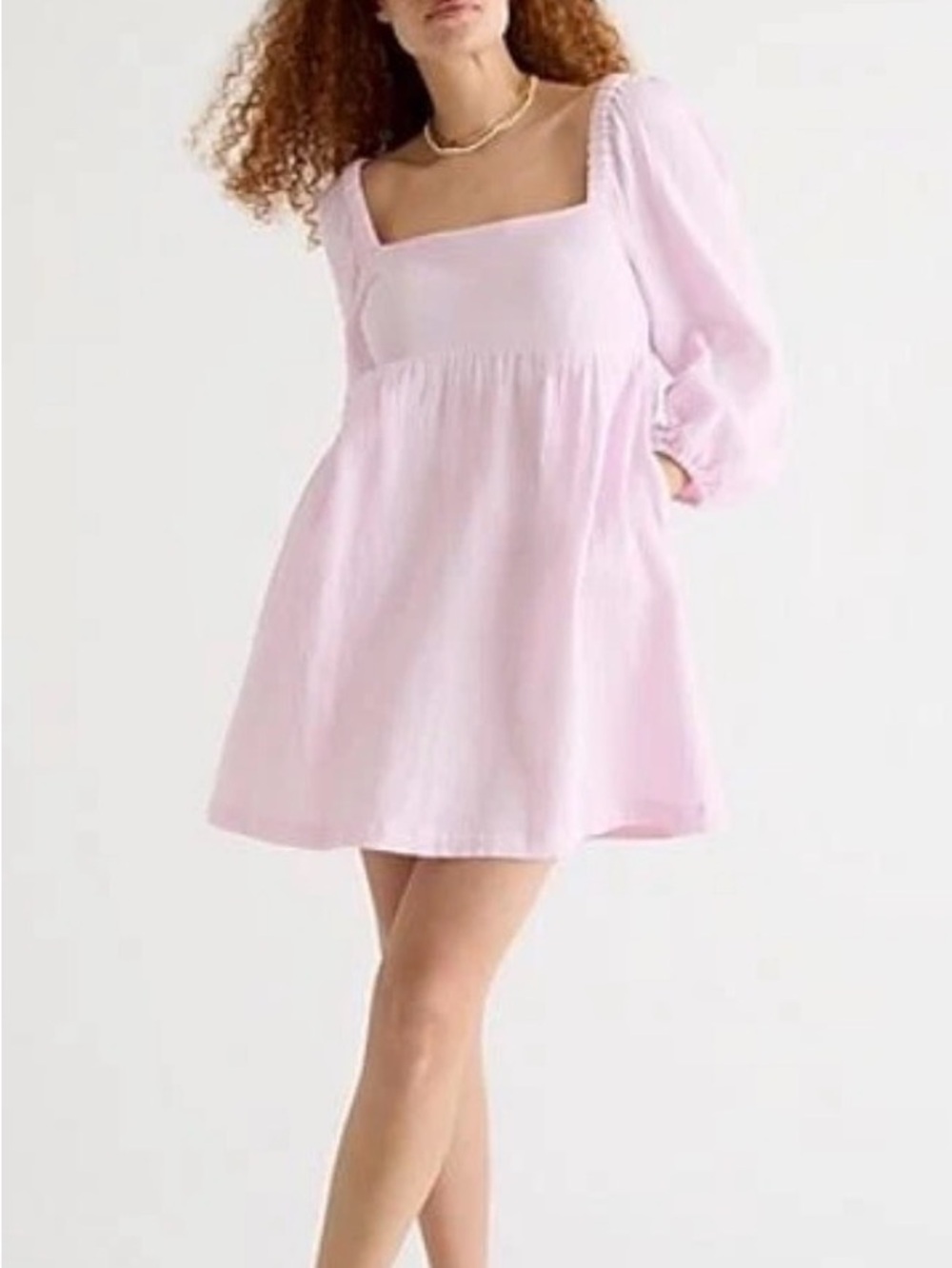 J. Crew NWT Lavender 100% Cotton Gauze Square Neck Mini Dress M Pockets